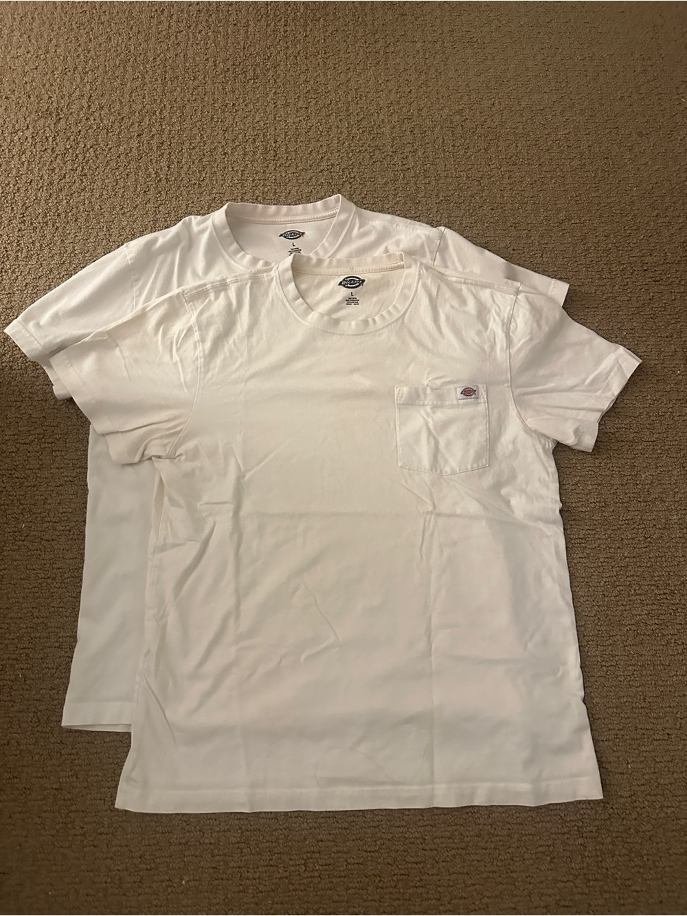 2 Dickies Men’s White Short-Sleeve Crew Pocket T-Shirt